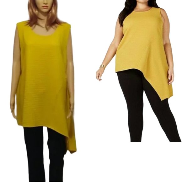 Alfani Gold Asymmetrical Sleeveless Blouse Plus Size 3X NWT - Picture 1 of 11